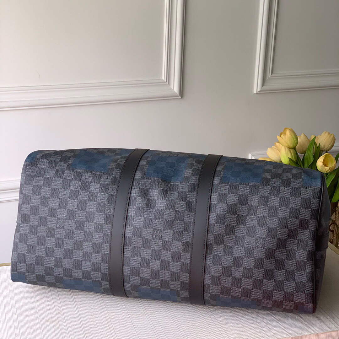 LV N40410 Louis Vuitton Keepall Bandouliere 50 Travel Bag Blue - Default Title - View 3