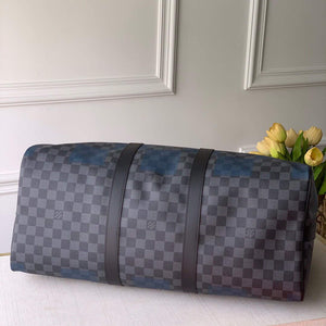 LV N40410 Louis Vuitton Keepall Bandouliere 50 Travel Bag Blue - Default Title - View 3