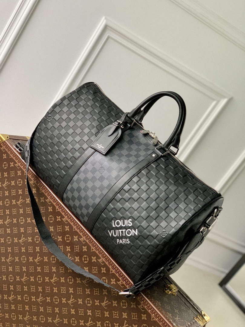 LV N40443 Louis Vuitton Keepall Bandouliere 50 Bag Black Graphite - Default Title - View 1