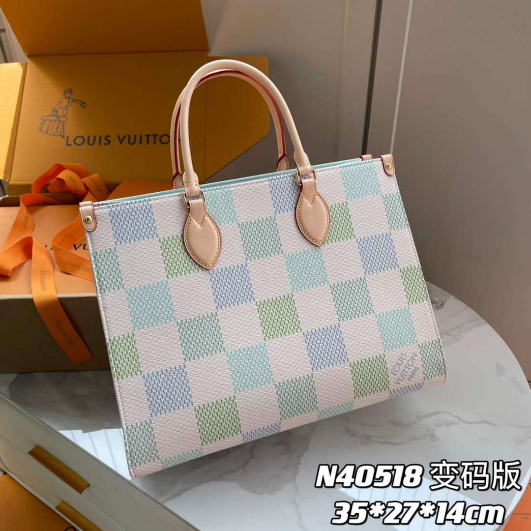 LV N40518 Louis Vuitton OnTheGo MM  Tote Bag Pistachio - Default Title - View 1