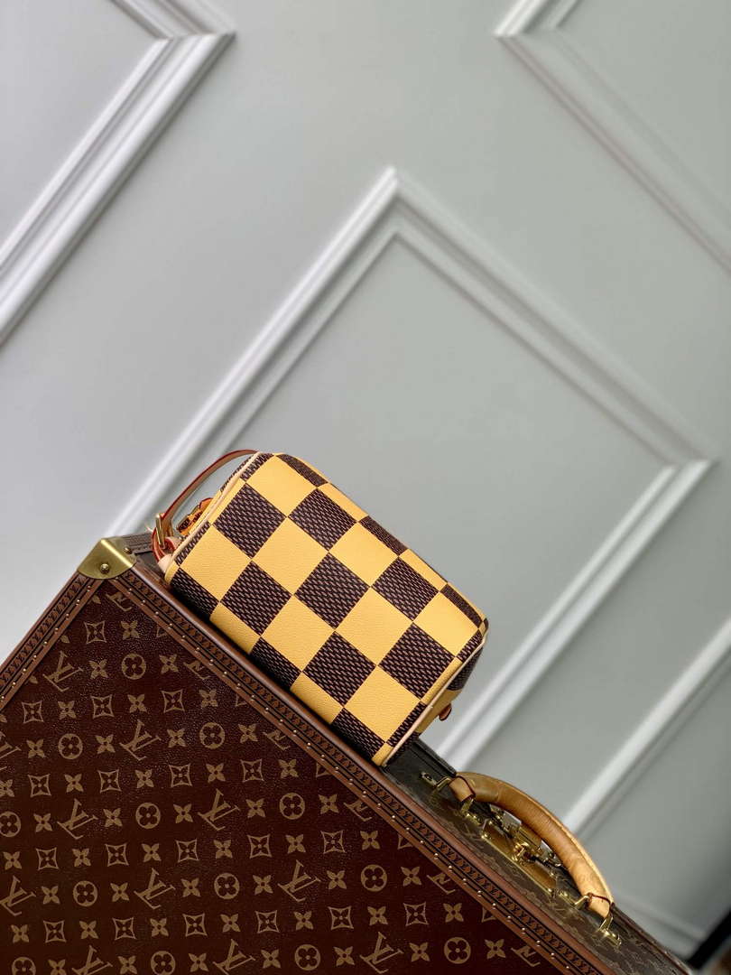 LV N40567 Louis Vuitton Locker Dopp Kit Bag Yellow Damier Other
