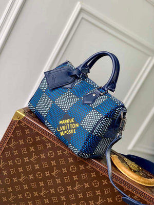 LV N40691 Louis Vuitton Speedy 25 Bandouliere  Bag Blue - Default Title - View 2
