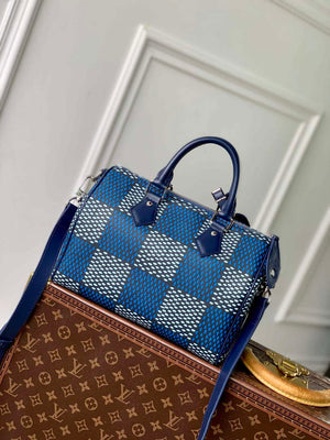 LV N40691 Louis Vuitton Speedy 25 Bandouliere  Bag Blue - Default Title - View 3