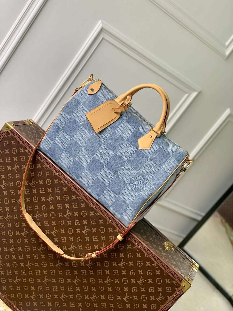 LV N40701 Louis Vuitton Speedy 40 Bandouliere  Bag Blue
