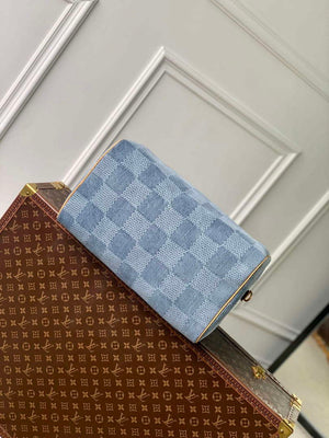 LV N40701 Louis Vuitton Speedy 40 Bandouliere  Bag Blue - Default Title - View 4