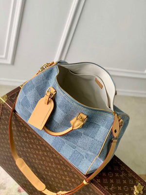 LV N40701 Louis Vuitton Speedy 40 Bandouliere  Bag Blue - Default Title - View 9