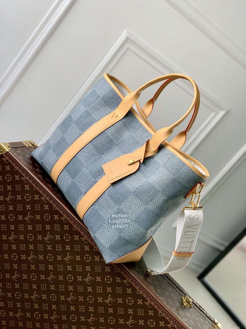 LV N40702 Louis Vuitton Weekend Tote Bag Blue - Default Title - View 2