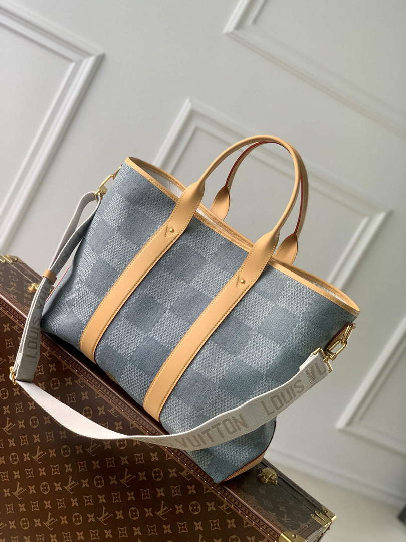 LV N40702 Louis Vuitton Weekend Tote Bag Blue - Default Title - View 3