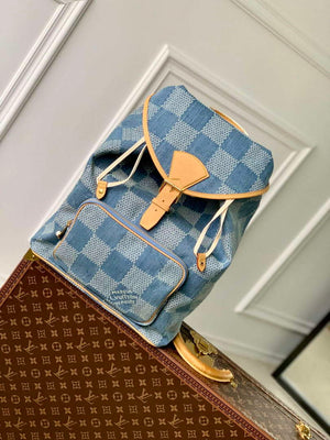 LV N40708 Louis Vuitton Montsouris Backpack Blue - Default Title - View 1