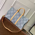 LV N40739 Louis Vuitton Keepall Bandouliere 50 Travel Bag Damier Blue - Default Title - View 1