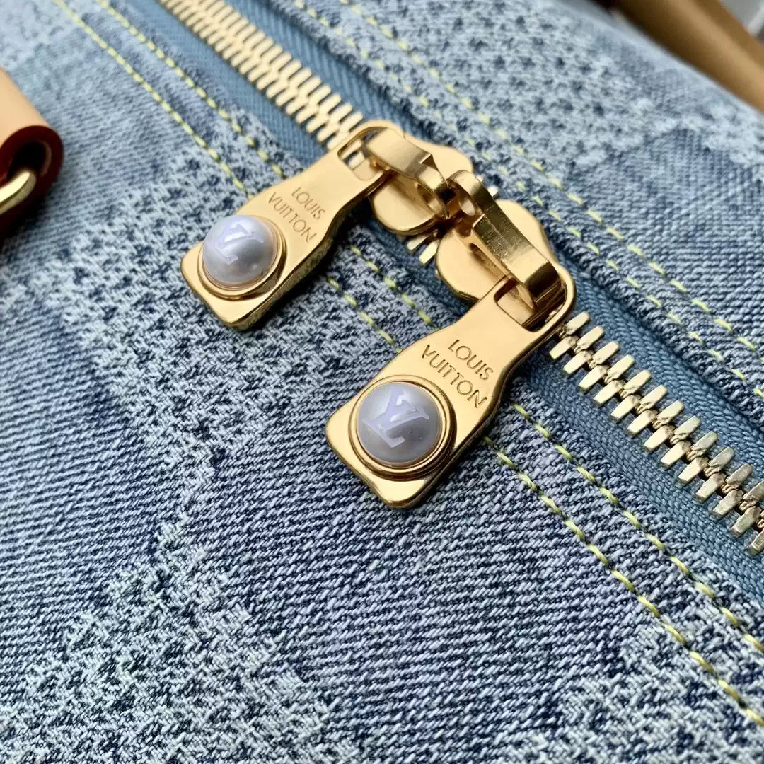 LV N40739 Louis Vuitton Keepall Bandouliere 50 Travel Bag Damier Blue - Default Title - View 5