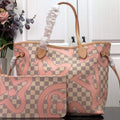 LV N41050 Louis Vuitton Neverfull MM Tote Bag Pink - Default Title - View 1
