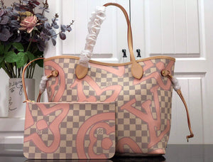 LV N41050 Louis Vuitton Neverfull MM Tote Bag Pink - Default Title - View 1