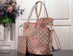 LV N41050 Louis Vuitton Neverfull MM Tote Bag Pink - Default Title - View 2