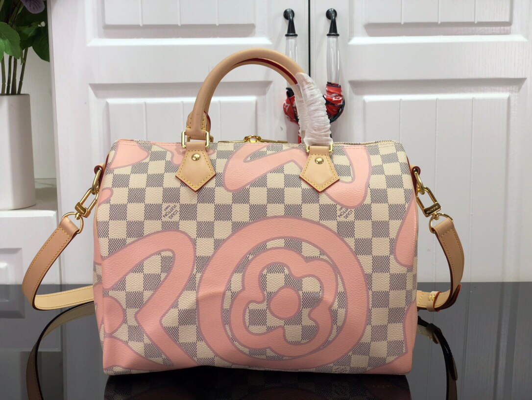 LV N41052 Louis Vuitton Speedy Bandoulière 30 Damier Azur - Default Title - View 3