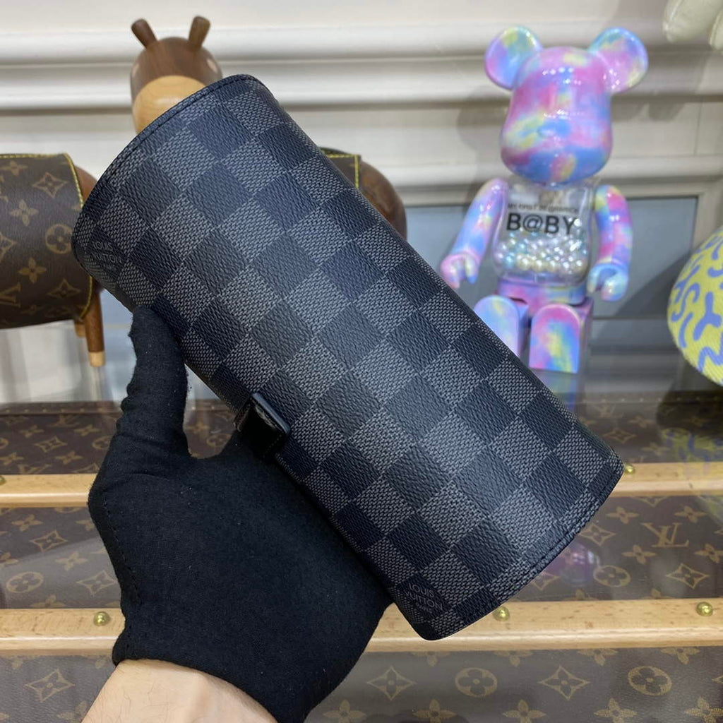 LV N41137 Louis Vuitton 3 Watch Case Damier Graphite Canvas