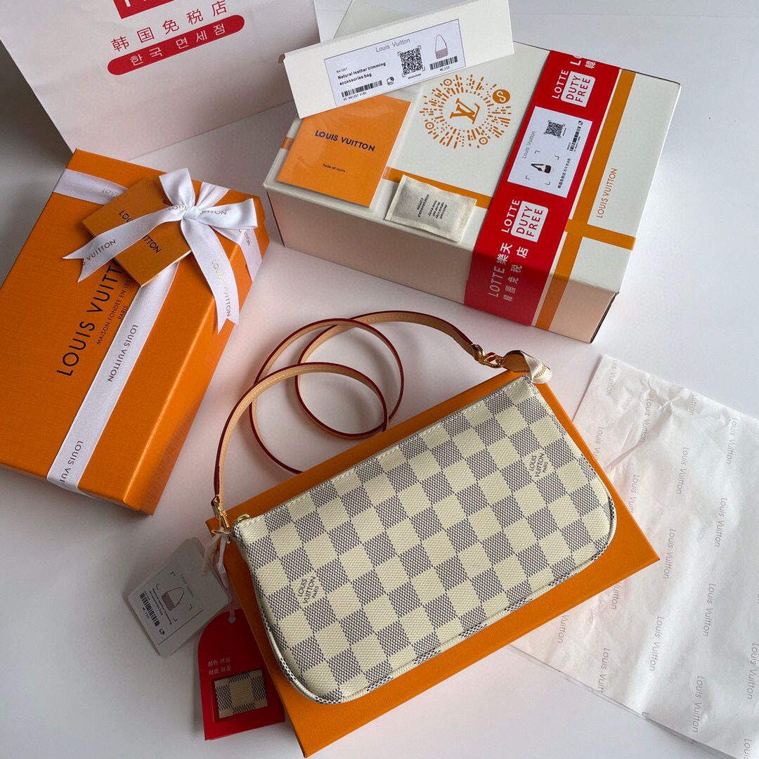 LV N41207 Louis Vuitton Pochette Accessoires Damier azur canvas - Default Title - View 1