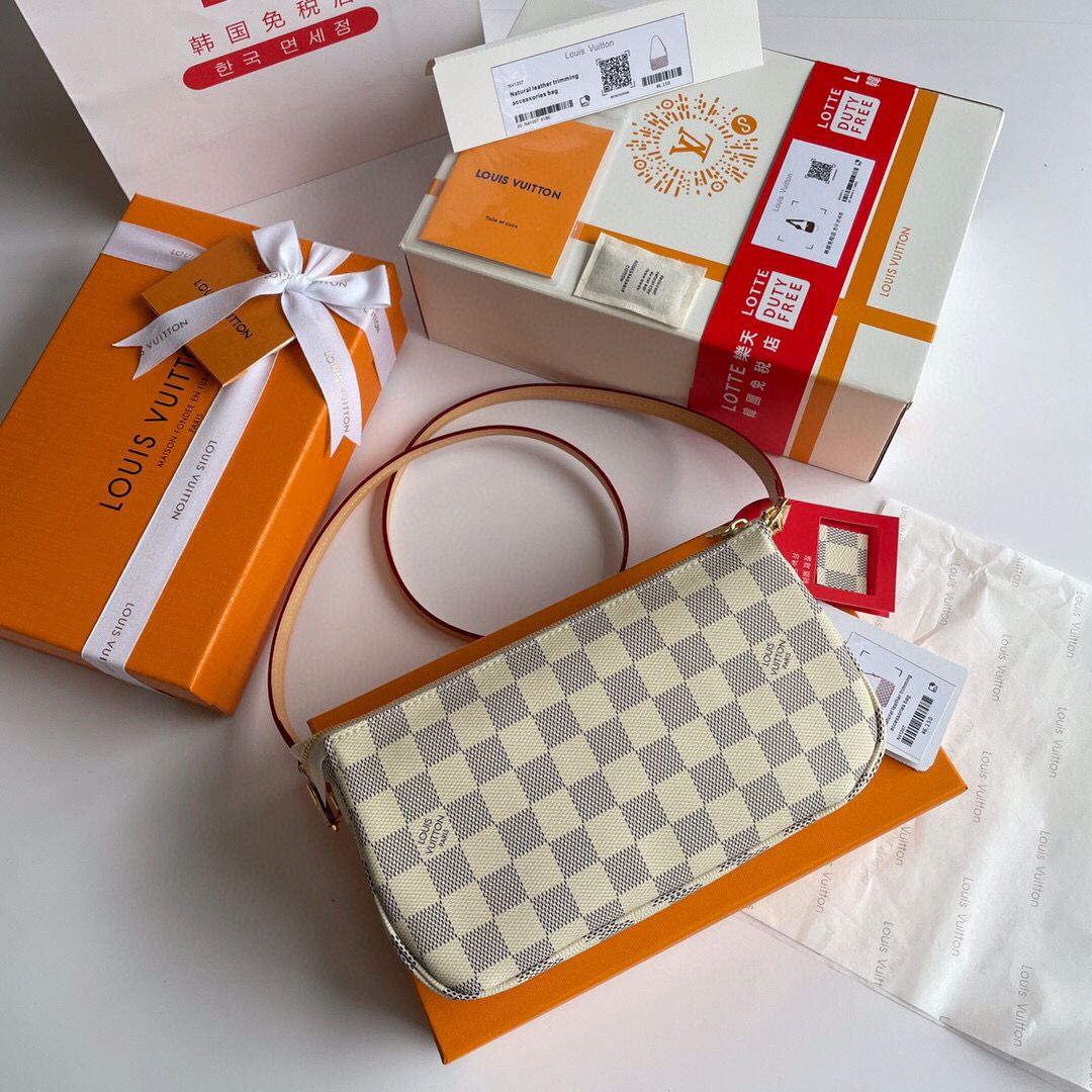 LV N41207 Louis Vuitton Pochette Accessoires Damier azur canvas - Default Title - View 3