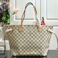 LV N41361 Louis Vuitton Neverfull MM Damier Azur N41605 Bag Pink - Voguebags