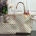 LV N41361 Louis Vuitton Neverfull MM Damier Azur N41605 Bag Beige - Voguebags