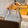 LV N41375 Louis Vuitton Two Tone Plaid Azur Printed Cabas MM Tote Bag - Default Title - View 1