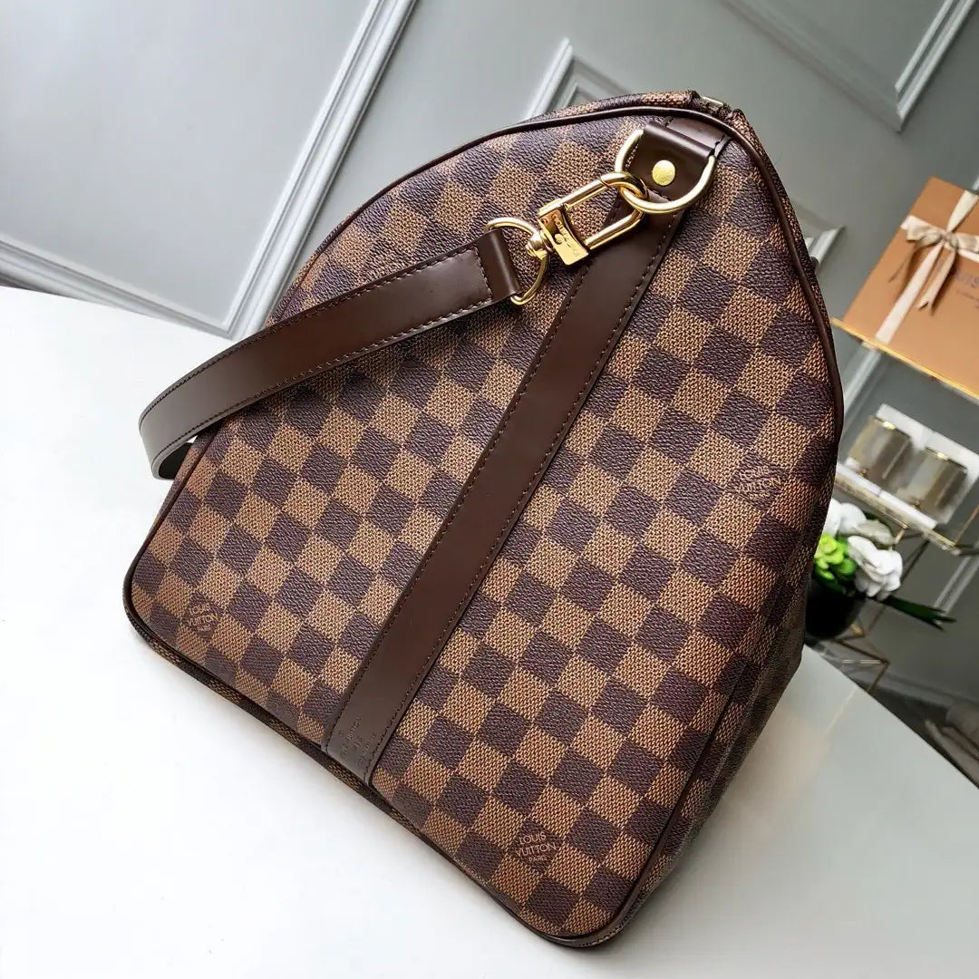 LV N41414 Louis Vuitton Keepall Bandouliere 55 Travel Bag Damier Ebene Canvas