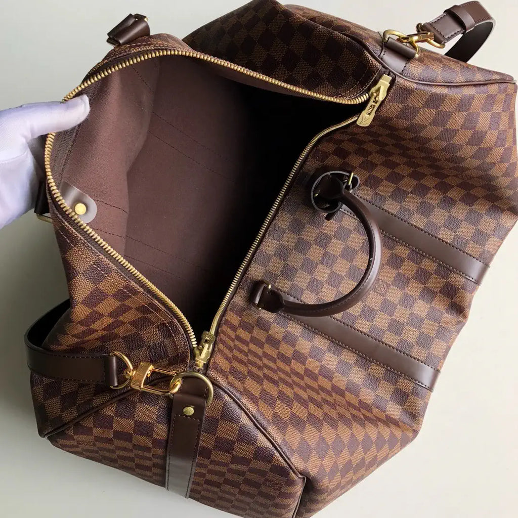 LV N41414 Louis Vuitton Keepall Bandouliere 55 Travel Bag Damier Ebene Canvas