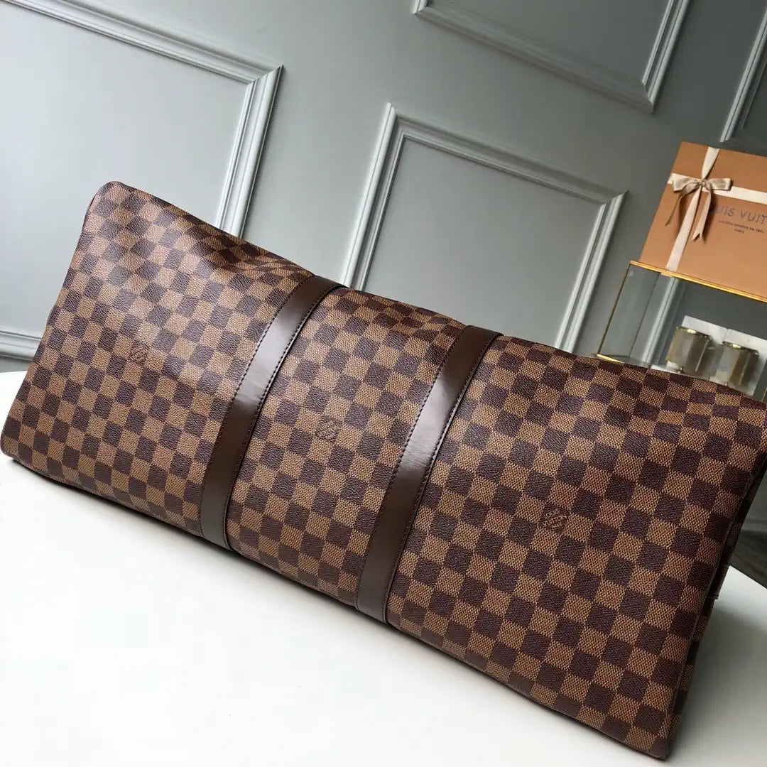 LV N41414 Louis Vuitton Keepall Bandouliere 55 Travel Bag Damier Ebene Canvas