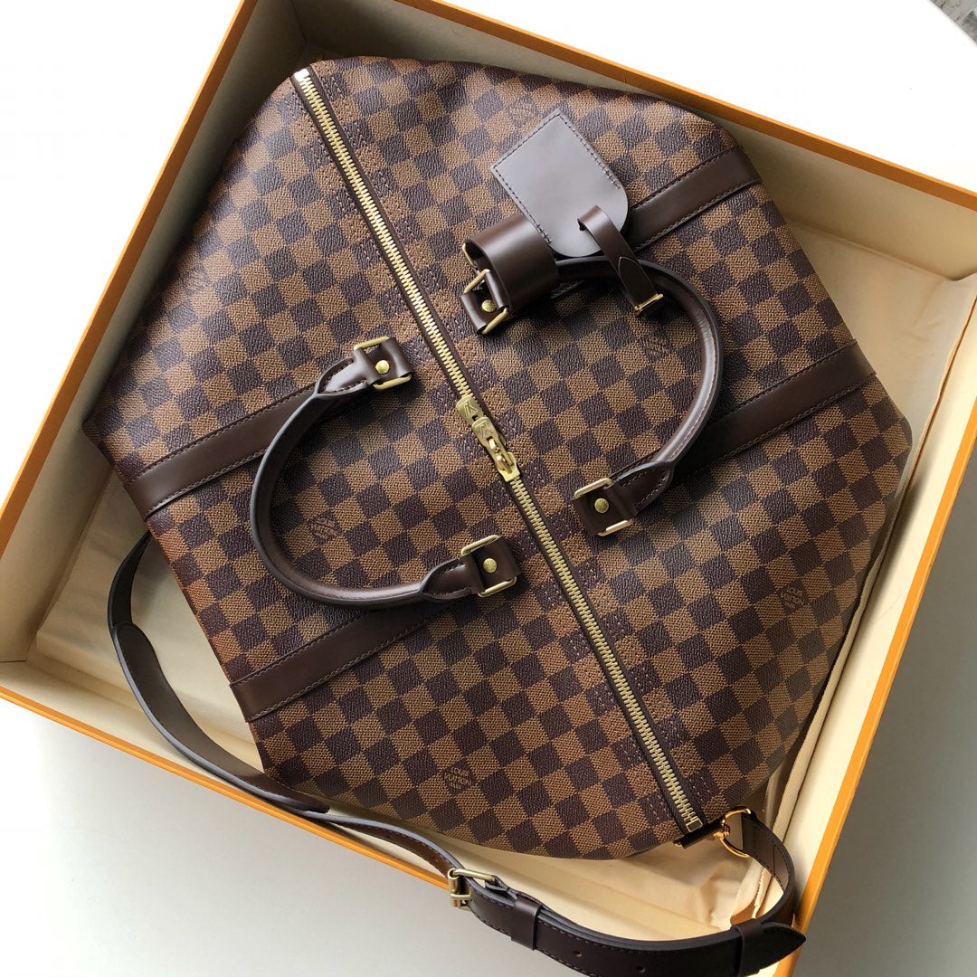 LV N41416 Louis Vuitton Keepall Bandouliere 50 Travel Bag Damier Ebene Canvas