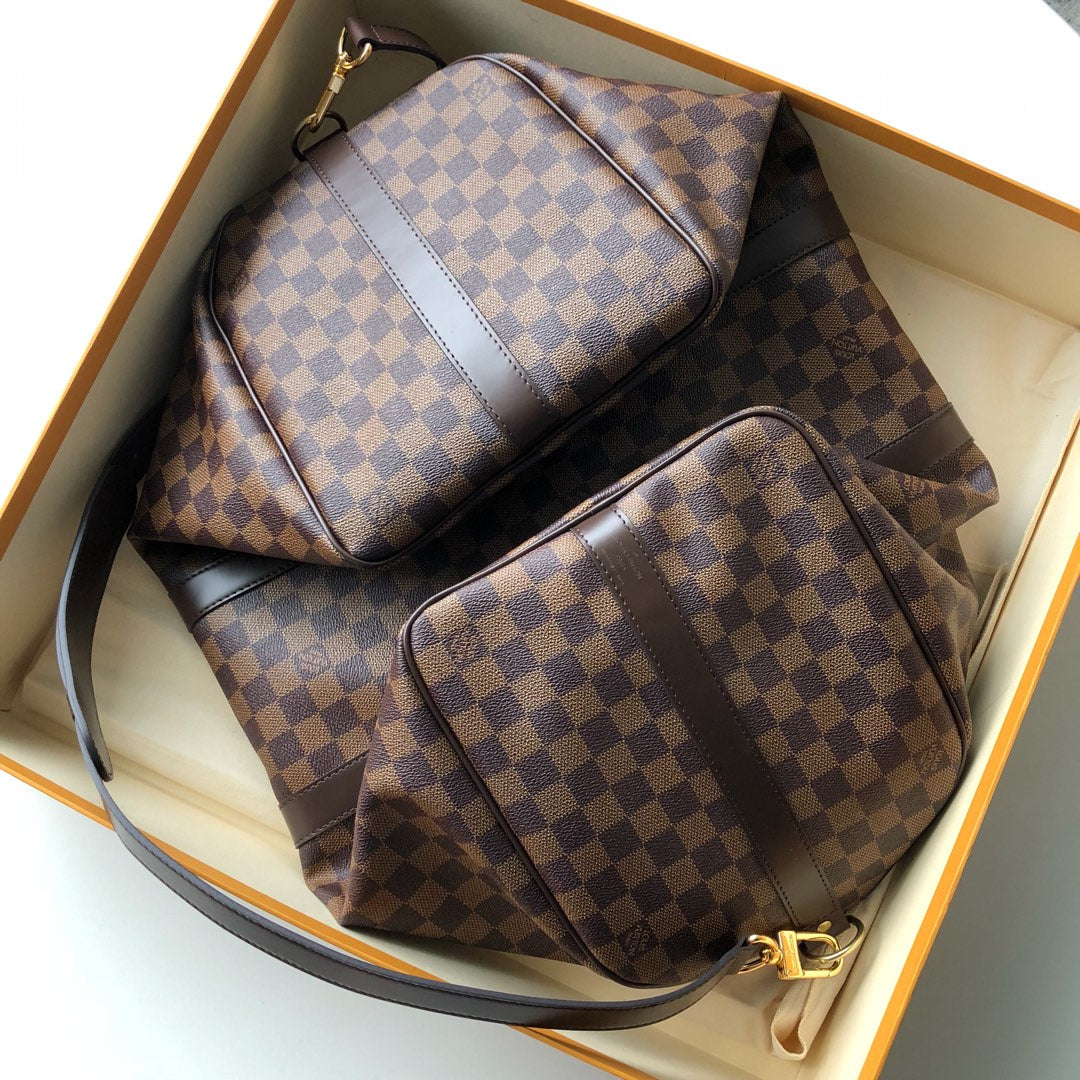 LV N41416 Louis Vuitton Keepall Bandouliere 50 Travel Bag Damier Ebene Canvas
