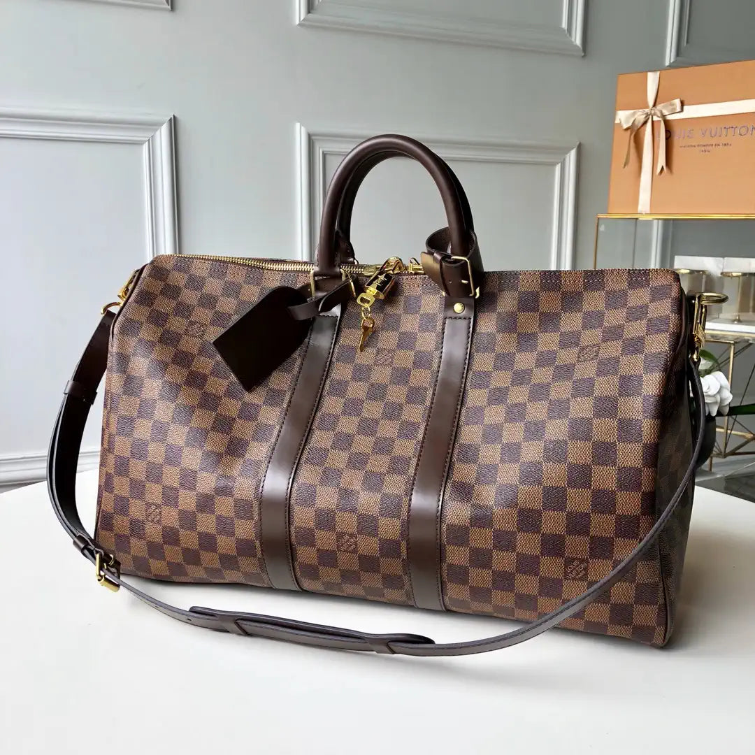 LV N41428 Louis Vuitton Keepall Bandouliere 45  Travel Bag Damier Ebene Canvas
