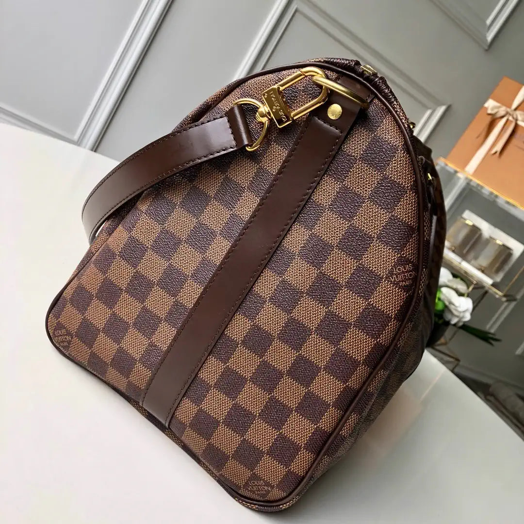 LV N41428 Louis Vuitton Keepall Bandouliere 45  Travel Bag Damier Ebene Canvas