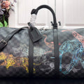 LV N45281 Louis Vuitton Keepall 50B Travel Bag Black - Default Title - View 1