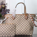 LV N50047 Louis Vuitton Neverfull MM Damier Azur Canvas Bag Pink