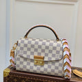 LV N50053 Louis Vuitton Croisette Damier Azur Canvas Bag Pink