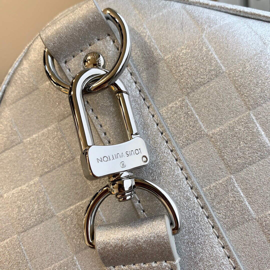 LV N58041 Louis Vuitton Keepall 50B Bandoulière Bag Silver