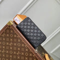 LV N60015 Zippy Wallet Louis Vuitton Damier Ebene Black Leather