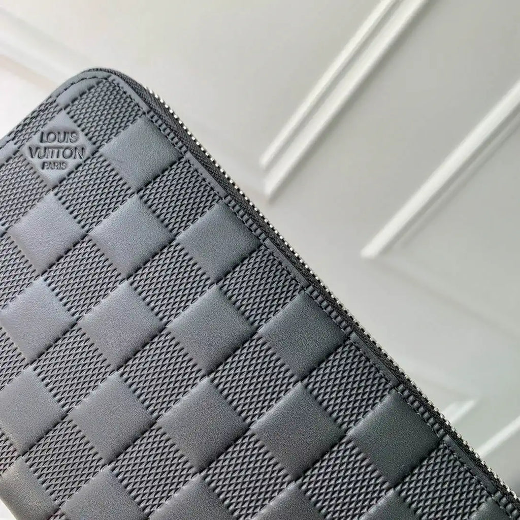 LV N60015 Zippy Wallet Louis Vuitton Damier Ebene Black Leather