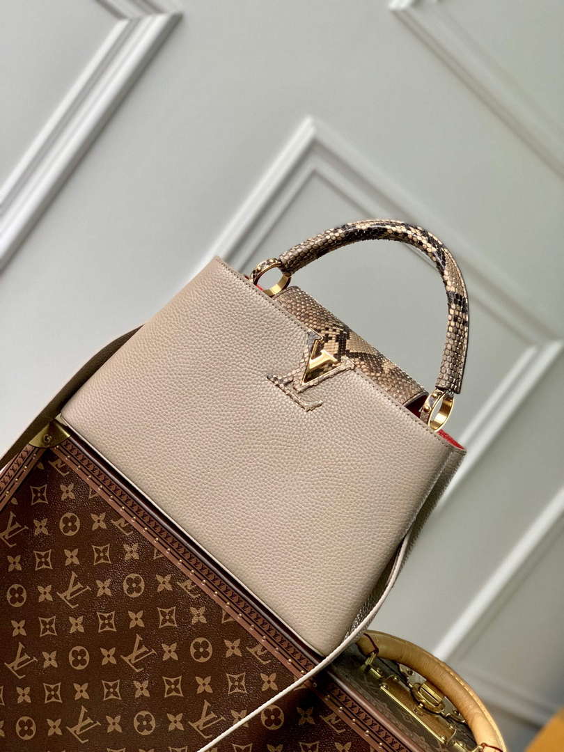 LV N80741 Louis Vuitton Capucines MM Handbag Light coffee - Default Title - View 1