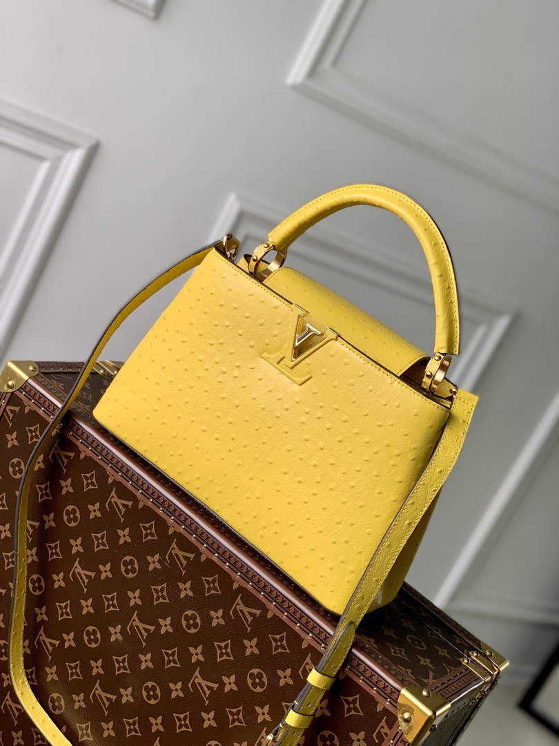 LV N81196 Louis Vuitton Capucines MM Handbag Yellow - Default Title - View 1