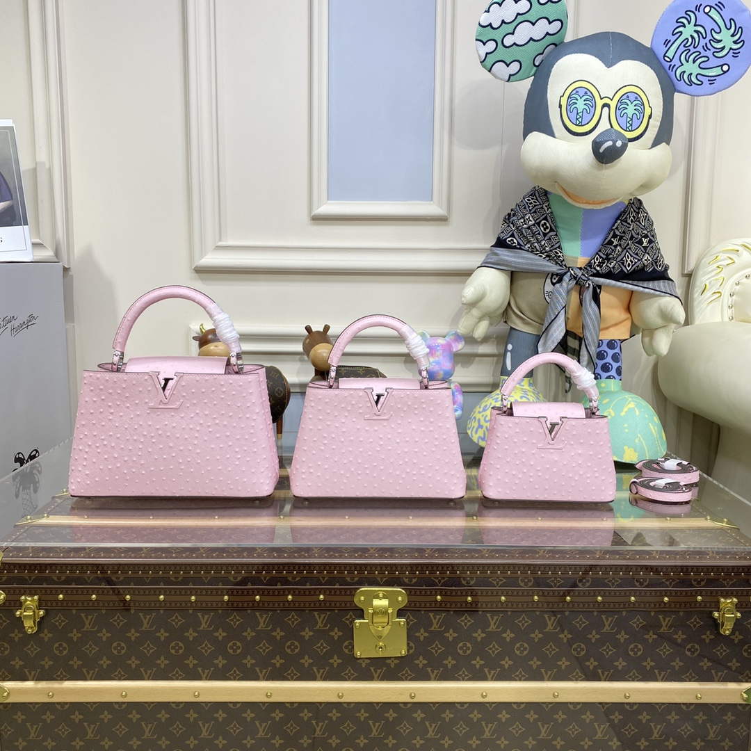 LV N81279 Louis Vuitton Capucines Mini Handbag Rose Calypso - Default Title - View 1
