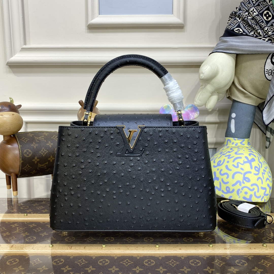 LV N81279 Louis Vuitton Capucines MM Handbag Black - Default Title - View 1