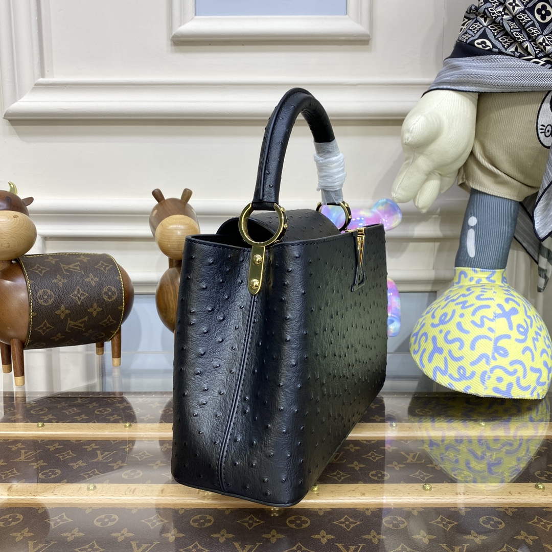 LV N81279 Louis Vuitton Capucines MM Handbag Black - Default Title - View 3