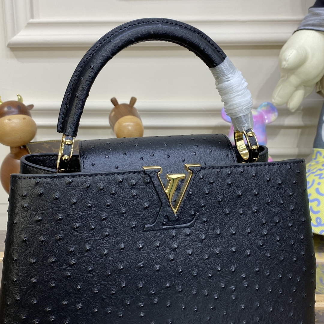 LV N81279 Louis Vuitton Capucines MM Handbag Black - Default Title - View 5