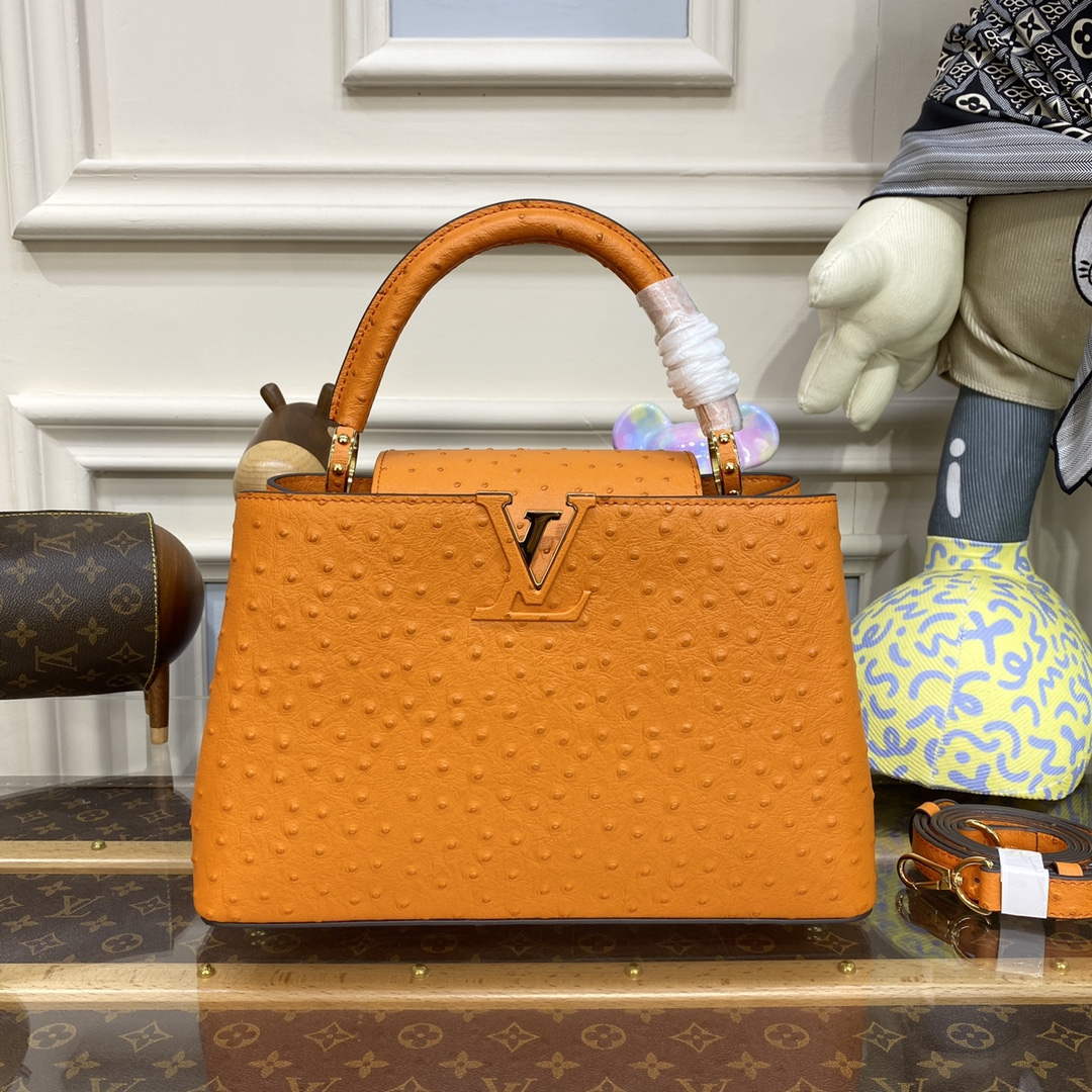 LV N81279 Louis Vuitton Capucines MM Handbag Orange - Default Title - View 1