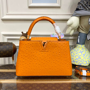 LV N81279 Louis Vuitton Capucines MM Handbag Orange - Default Title - View 1