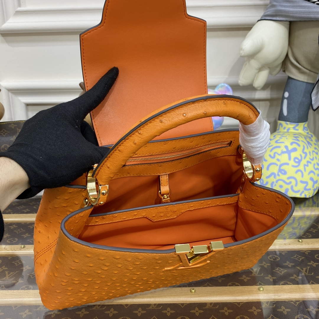 LV N81279 Louis Vuitton Capucines MM Handbag Orange - Default Title - View 9
