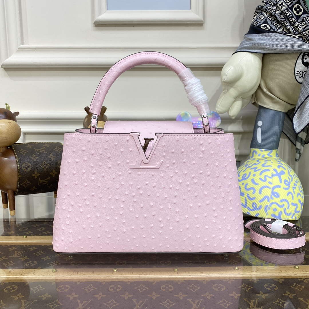 LV N81279 Louis Vuitton Capucines MM Handbag Rose Calypso - Default Title - View 1