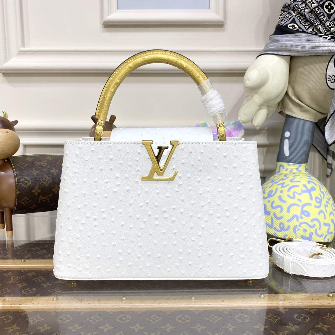 LV N81279 Louis Vuitton Capucines MM Handbag White - Default Title - View 1