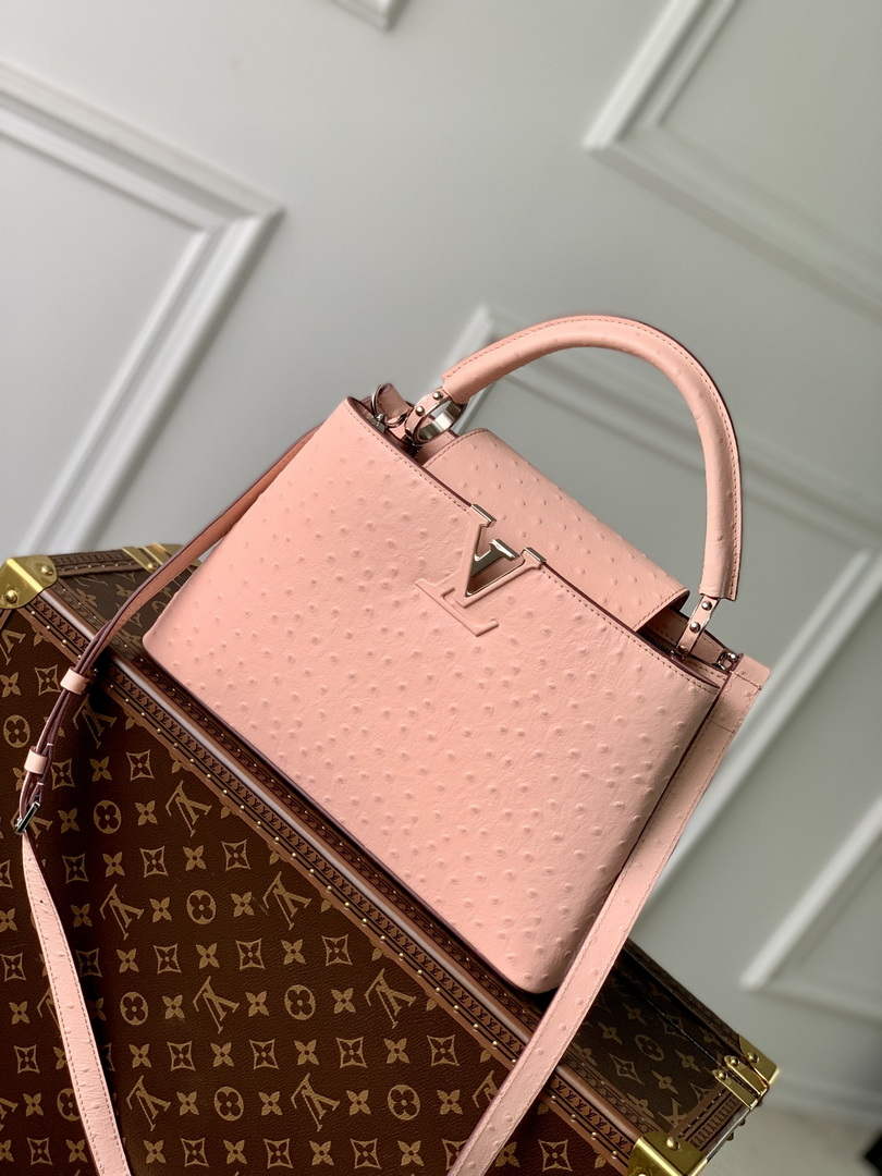 LV N81523 Louis Vuitton Capucines MM Handbag Pink - Default Title - View 1